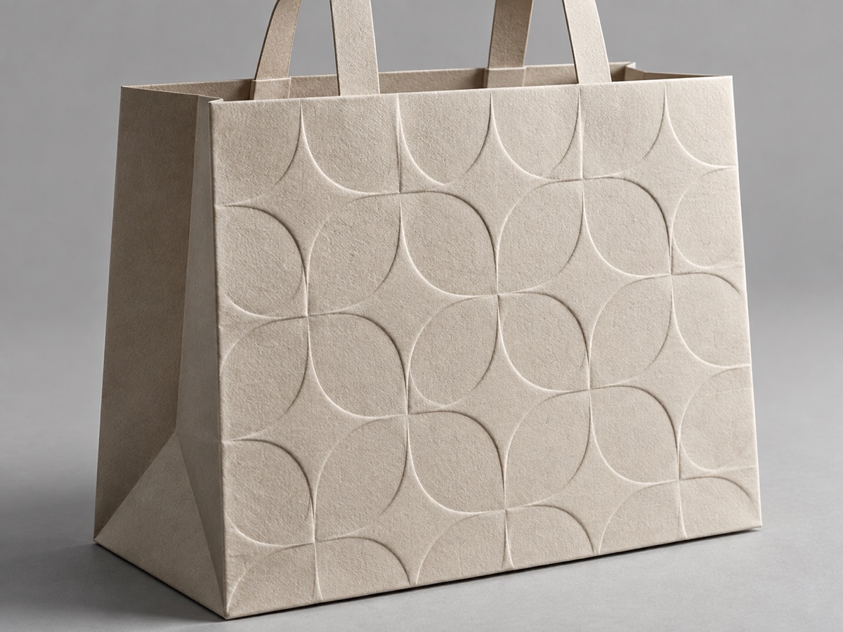 Concept detail of blind embossing on a paper shopping bag